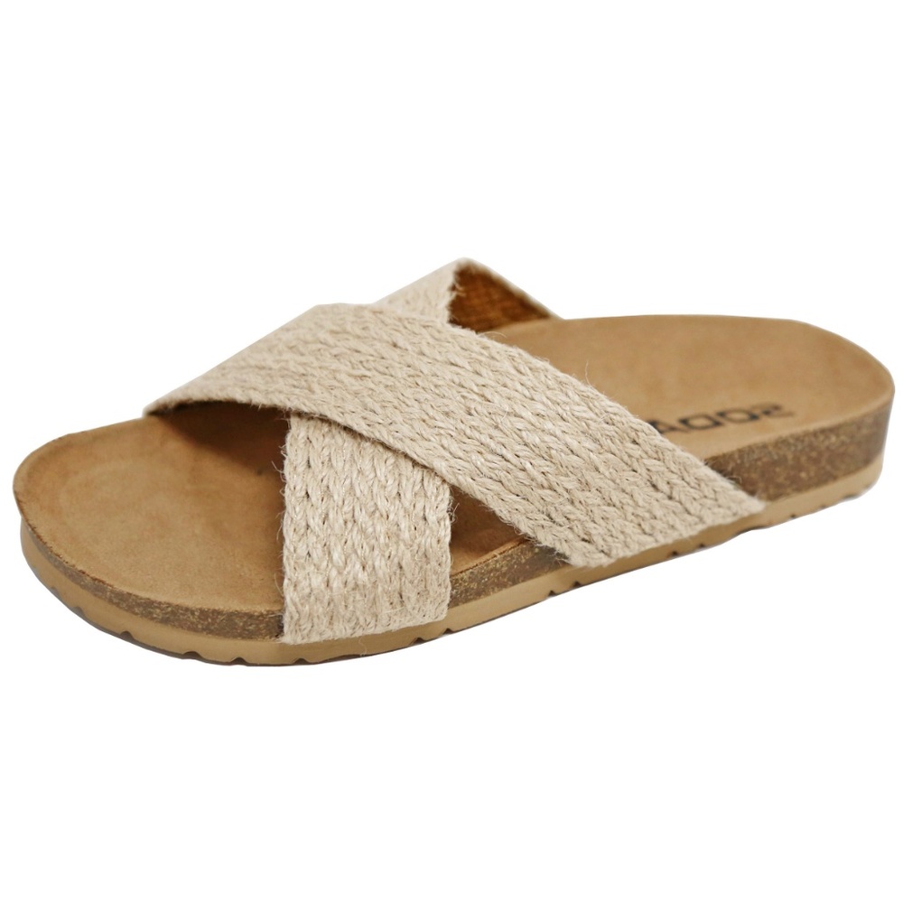 New Natural Criss Cross Cork Sandal Slides